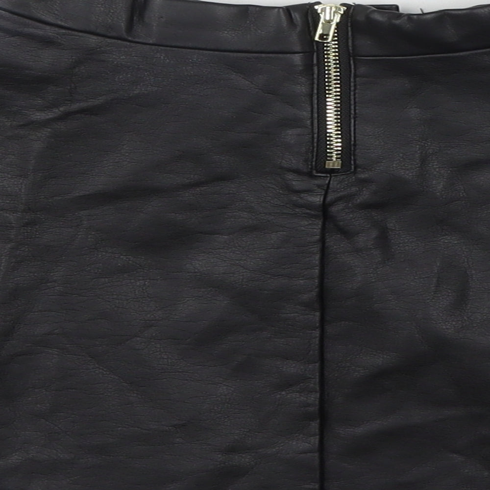H&M Girls Black  Viscose Skater Skirt Size 9-10 Years  Regular