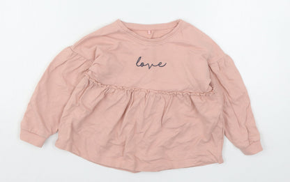 George Girls Pink  Cotton Pullover Sweatshirt Size 3-4 Years