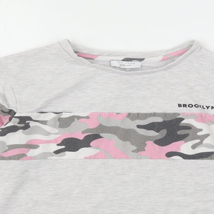 New Look Girls Grey Camouflage Polyester Pullover Sweatshirt Size L   - Cropped