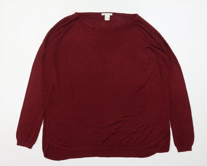 H&M Womens Red Round Neck  Viscose Pullover Jumper Size S