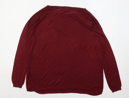 H&M Womens Red Round Neck  Viscose Pullover Jumper Size S