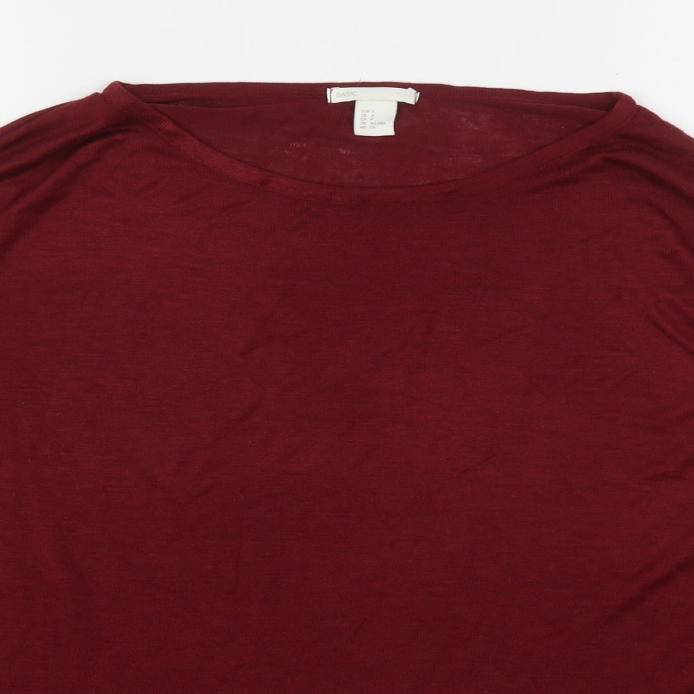 H&M Womens Red Round Neck  Viscose Pullover Jumper Size S