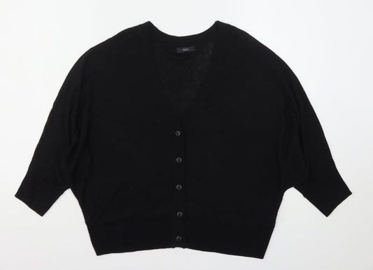 M&Co Womens Black V-Neck  Viscose Cardigan Jumper Size 12