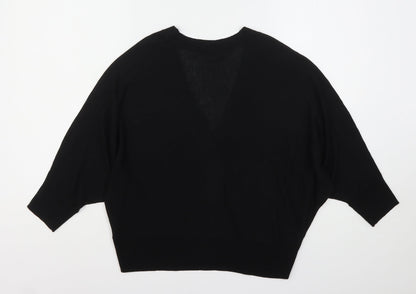 M&Co Womens Black V-Neck  Viscose Cardigan Jumper Size 12