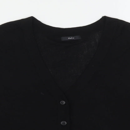 M&Co Womens Black V-Neck  Viscose Cardigan Jumper Size 12