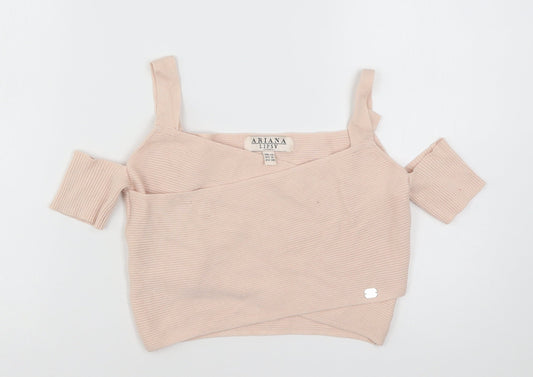 Lipsy Womens Pink  Viscose Cropped Tank Size 10 V-Neck