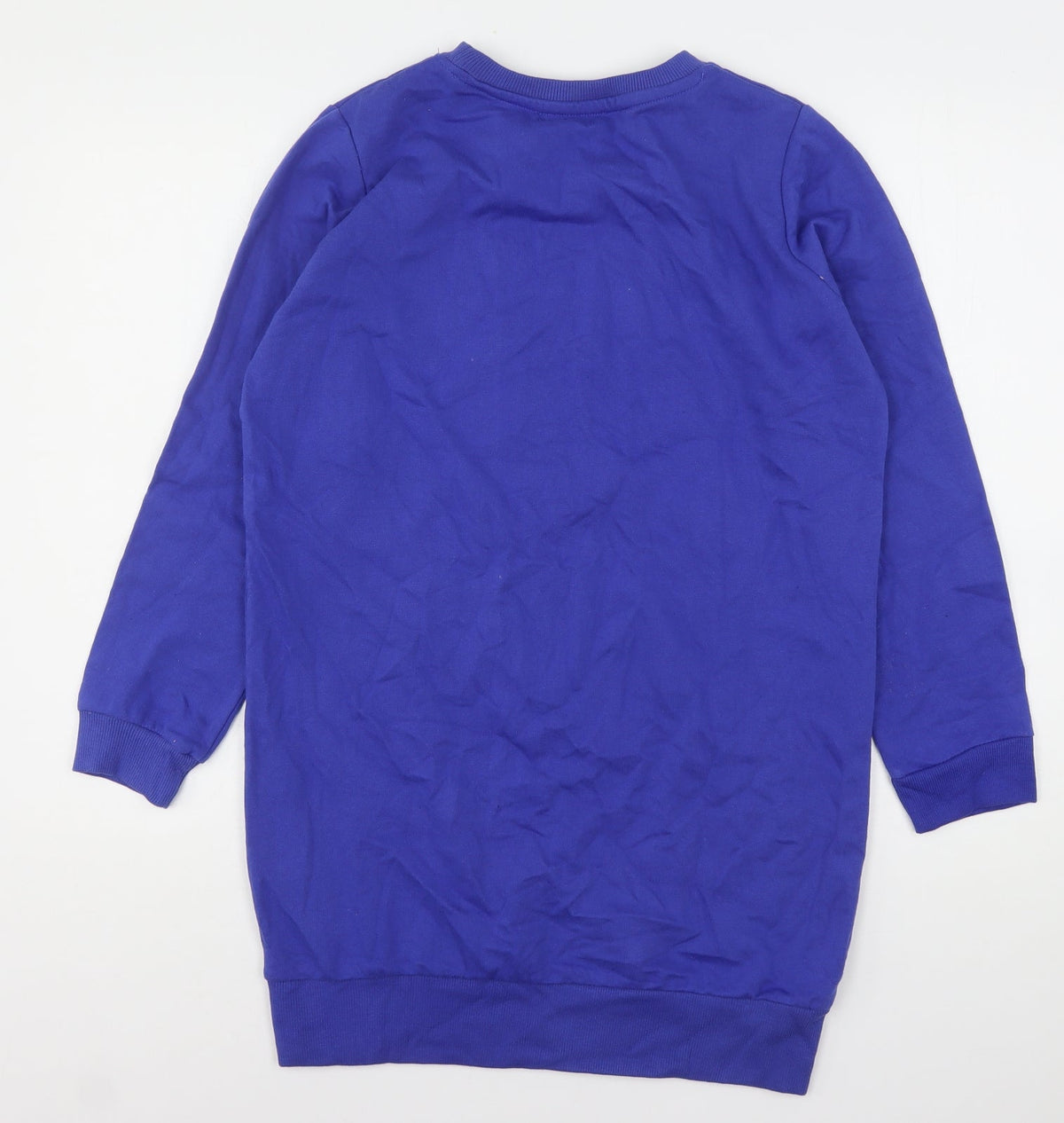 Back view of Pep&Co women’s blue cotton pullover sweatshirt, size UK 12