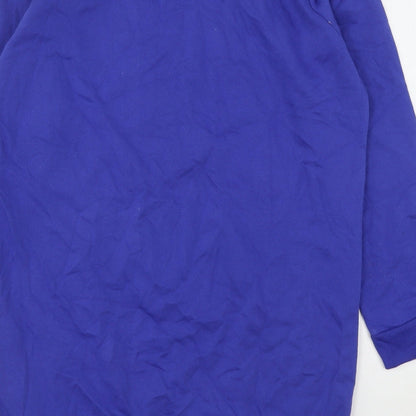 Brand and care label for Pep&Co women’s blue cotton pullover sweatshirt, size UK 12