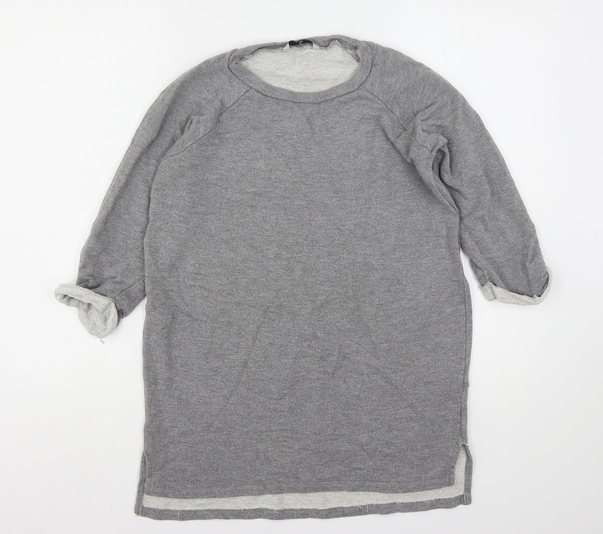 Additional front view of Tu women’s grey vinyl pullover sweatshirt, size UK 10