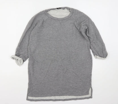 Additional front view of Tu women’s grey vinyl pullover sweatshirt, size UK 10