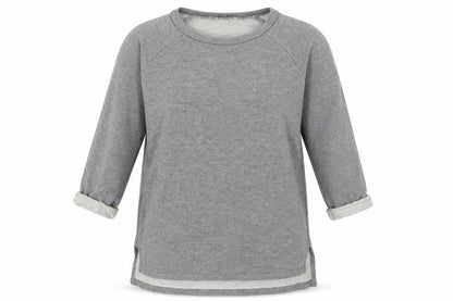 Front view of Tu women’s grey vinyl pullover sweatshirt, size UK 10
