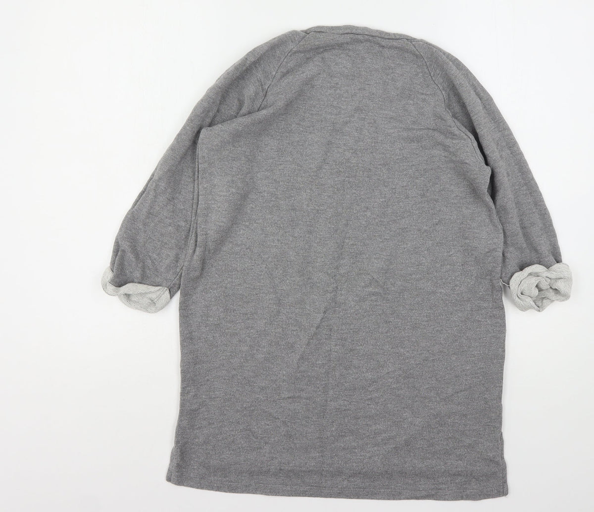 Back view of Tu women’s grey vinyl pullover sweatshirt, size UK 10