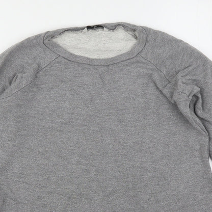 Close-up detail of Tu women’s grey vinyl pullover sweatshirt, size UK 10
