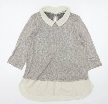 George Womens Beige Collared  Viscose Pullover Jumper Size 14