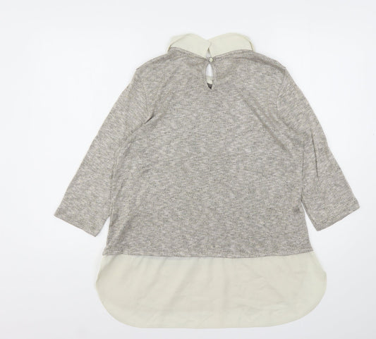 George Womens Beige Collared  Viscose Pullover Jumper Size 14