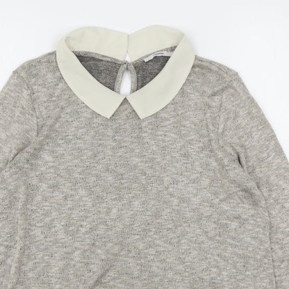 George Womens Beige Collared  Viscose Pullover Jumper Size 14