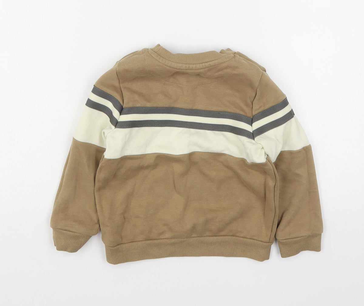 Back view of Nutmeg boys’ brown cotton pullover sweatshirt, size 2-3, years