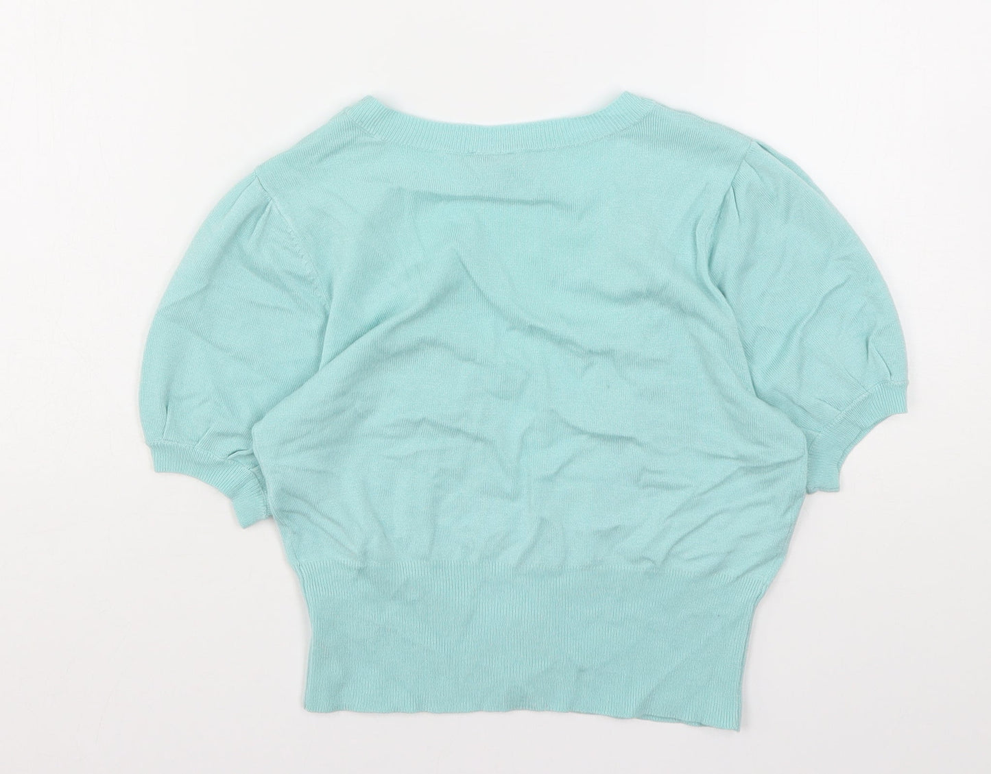 TU Womens Green V-Neck  Viscose Cardigan Jumper Size 8