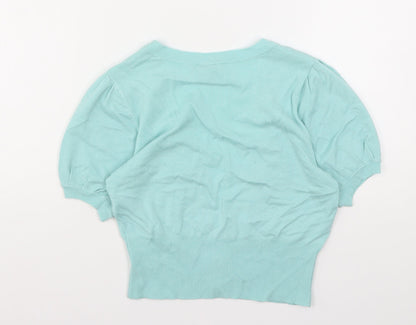 TU Womens Green V-Neck  Viscose Cardigan Jumper Size 8