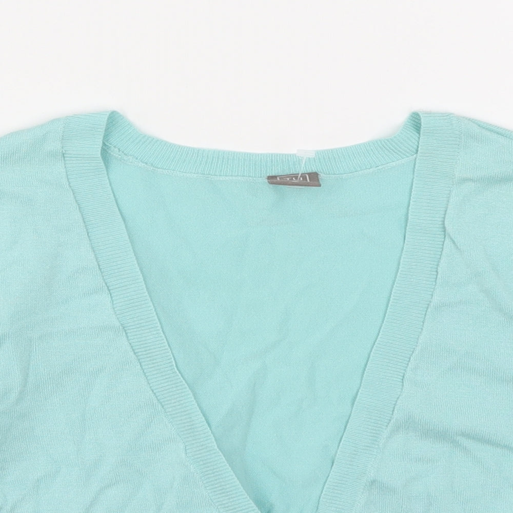 TU Womens Green V-Neck  Viscose Cardigan Jumper Size 8