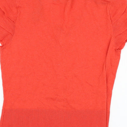 Initial Womens Red Round Neck  Cotton Cardigan Jumper Size M