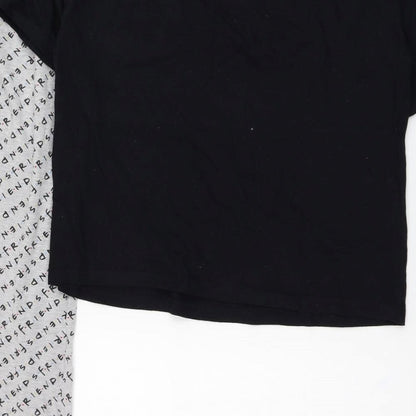 New Look Womens Black Solid Cotton Top Pyjama Set Size S   - Friends
