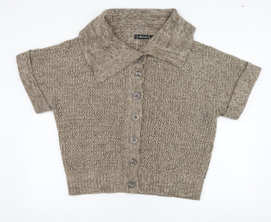 Womens UK Size L Ellie Louise Brown Cardigan Jumper