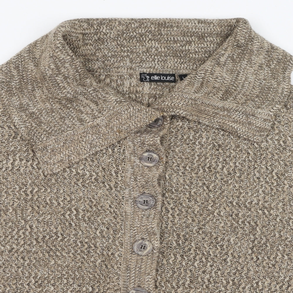 Womens UK Size L Ellie Louise Brown Cardigan Jumper