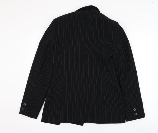 Ambience Womens Black Striped  Jacket Blazer Size 10  Button