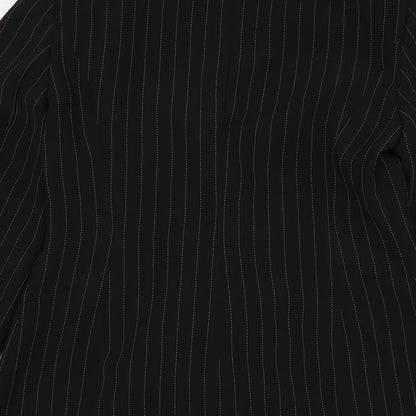 Ambience Womens Black Striped  Jacket Blazer Size 10  Button