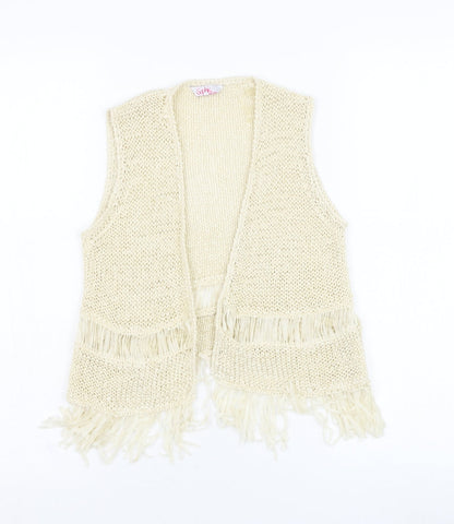 Sophie Girls Ivory Square Neck  Acetate Cardigan Jumper Size 10-11 Years