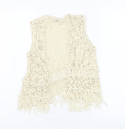 Sophie Girls Ivory Square Neck  Acetate Cardigan Jumper Size 10-11 Years