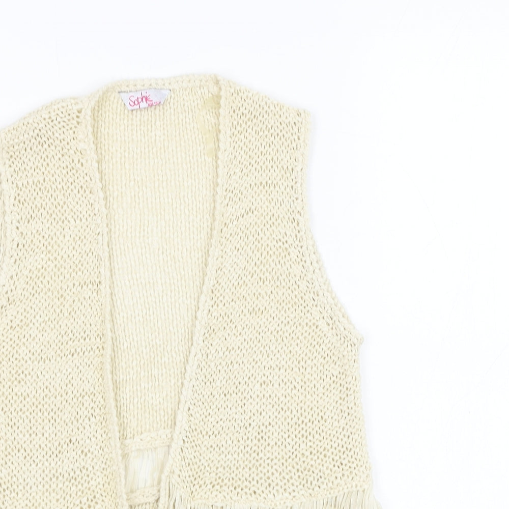 Sophie Girls Ivory Square Neck  Acetate Cardigan Jumper Size 10-11 Years