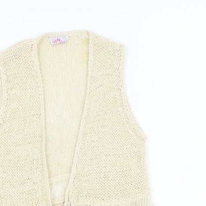 Sophie Girls Ivory Square Neck  Acetate Cardigan Jumper Size 10-11 Years