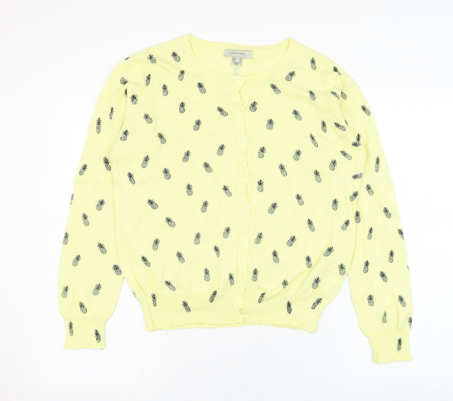 Atmosphere Womens Yellow Round Neck  Cotton Cardigan Jumper Size 12   - Pineapple