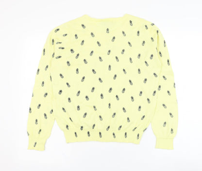 Atmosphere Womens Yellow Round Neck  Cotton Cardigan Jumper Size 12   - Pineapple
