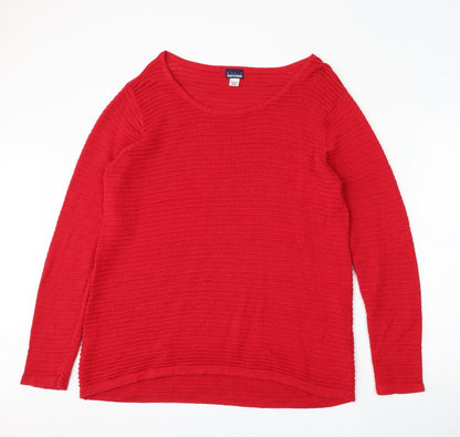 Basic Editions Womens Red Round Neck  Cotton Pullover Jumper Size XL