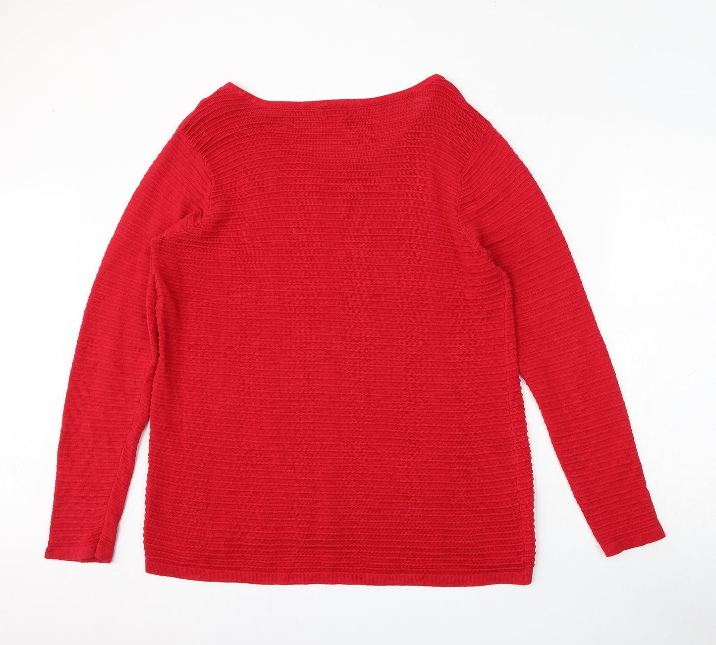 Basic Editions Womens Red Round Neck  Cotton Pullover Jumper Size XL