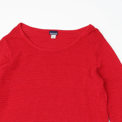 Basic Editions Womens Red Round Neck  Cotton Pullover Jumper Size XL