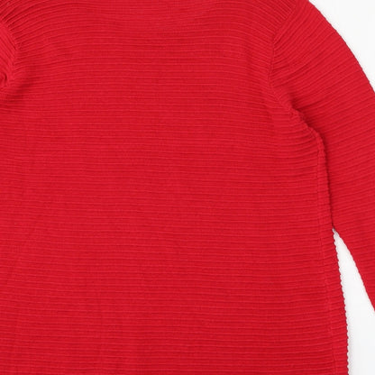 Basic Editions Womens Red Round Neck  Cotton Pullover Jumper Size XL