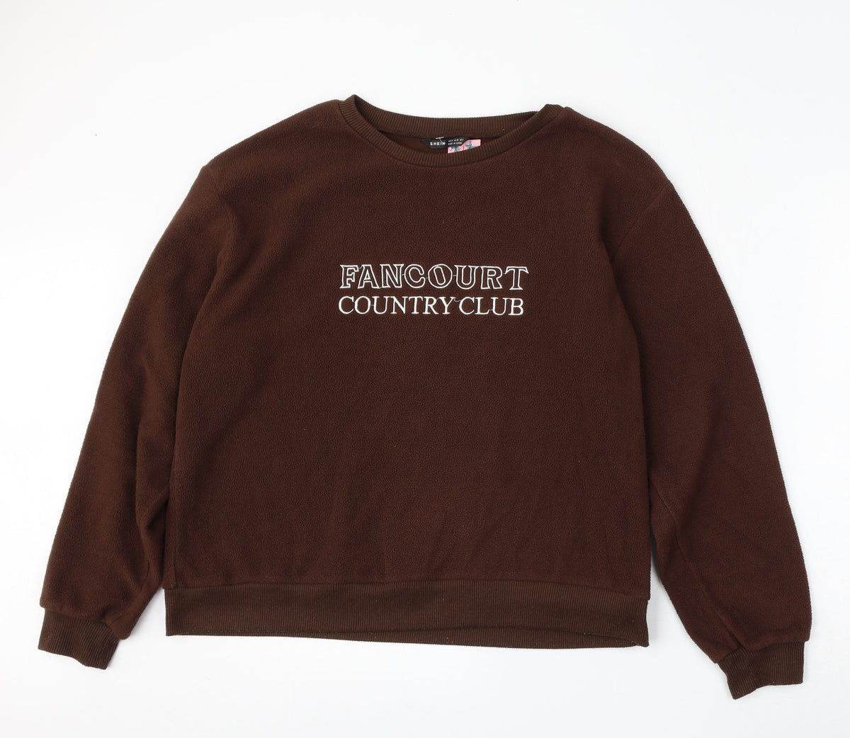 Additional front view of SHEIN women’s brown polyester pullover sweatshirt, size M