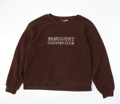 Additional front view of SHEIN women’s brown polyester pullover sweatshirt, size M