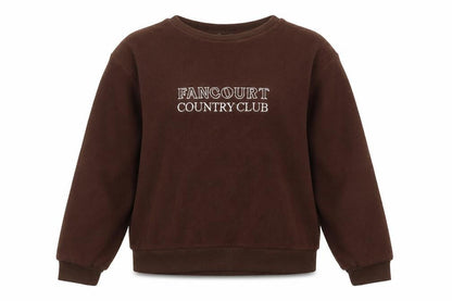 Front view of SHEIN women’s brown polyester pullover sweatshirt, size M