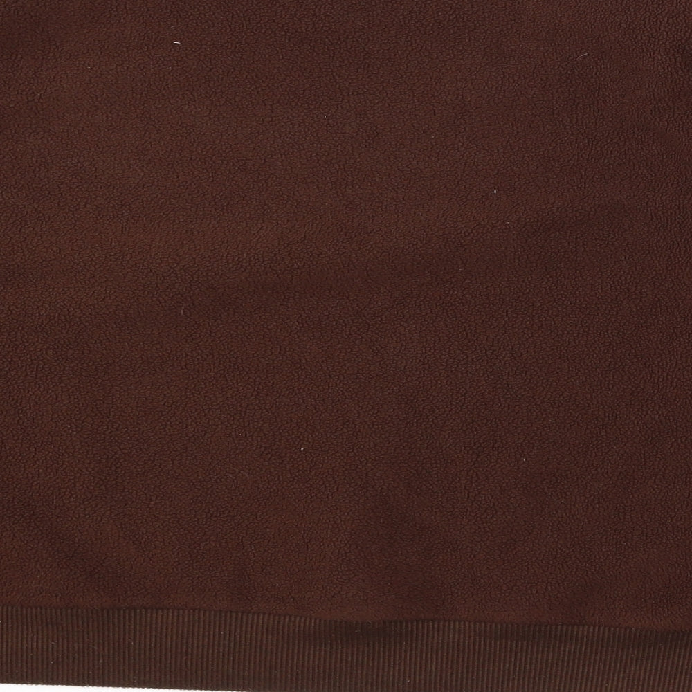 Brand and care label for SHEIN women’s brown polyester pullover sweatshirt, size M