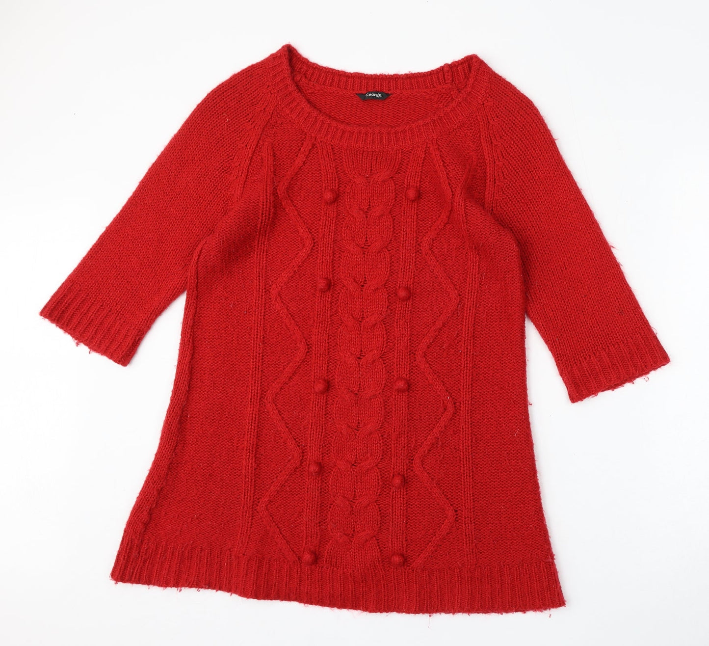 George Womens Red Round Neck  Acrylic Pullover Jumper Size 14