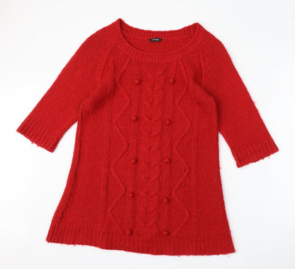George Womens Red Round Neck  Acrylic Pullover Jumper Size 14