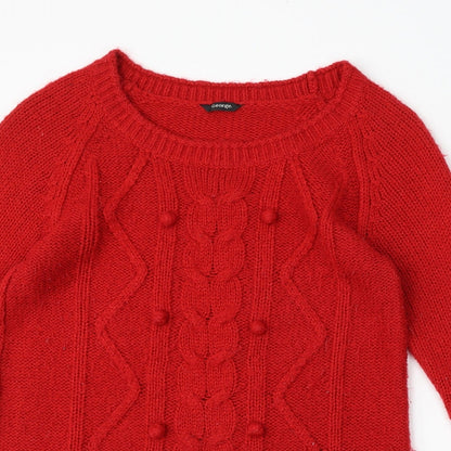 George Womens Red Round Neck  Acrylic Pullover Jumper Size 14