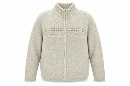 BHS Womens Beige Round Neck  Acrylic Full Zip Jumper Size 16