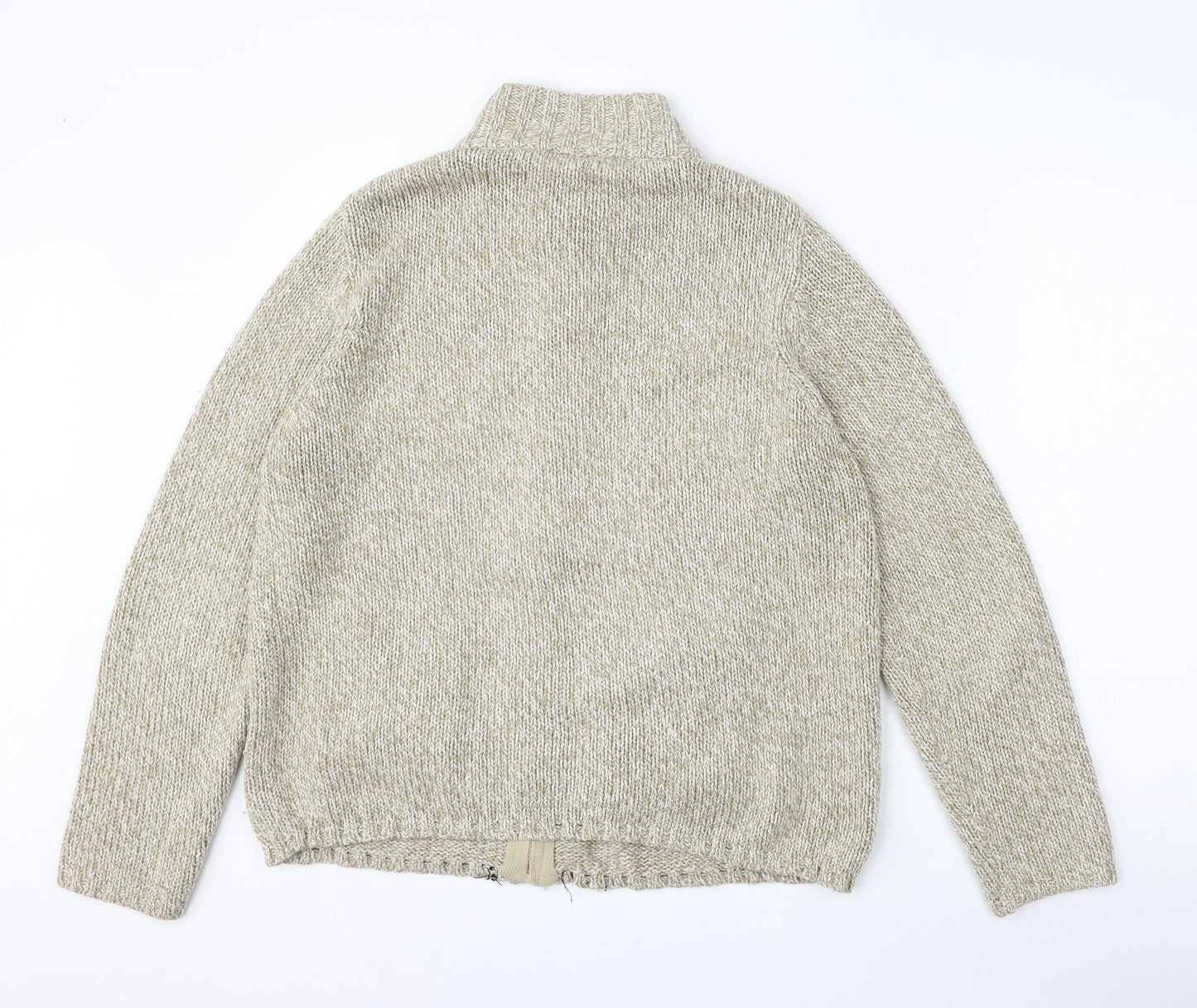 BHS Womens Beige Round Neck  Acrylic Full Zip Jumper Size 16