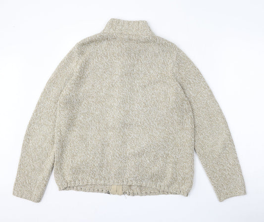 BHS Womens Beige Round Neck  Acrylic Full Zip Jumper Size 16